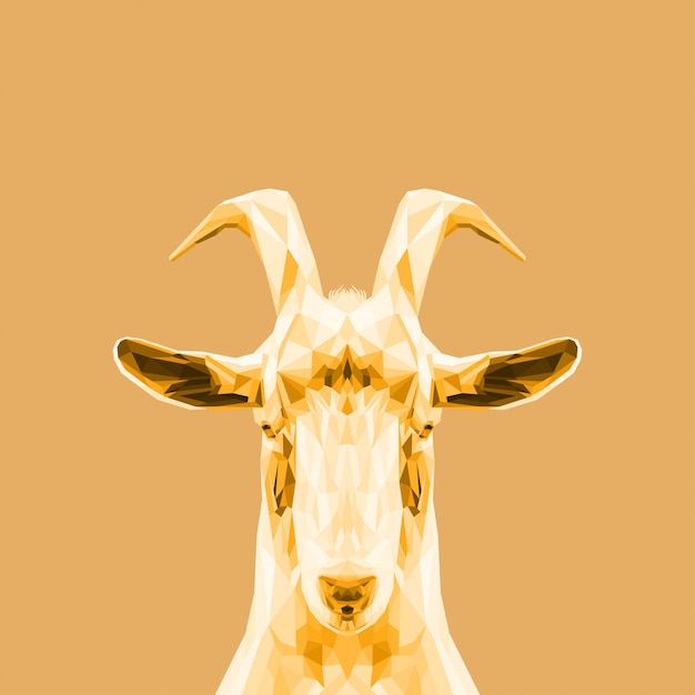 Bella golden low poly art goat