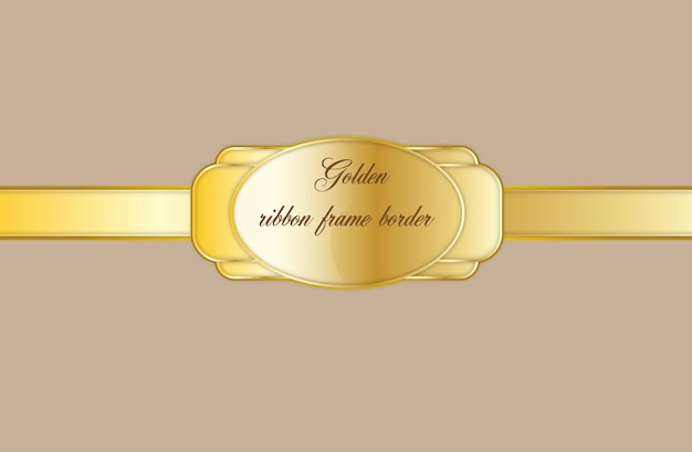 Beautiful golden ribbon frame border background design vector on Ecru yellow color