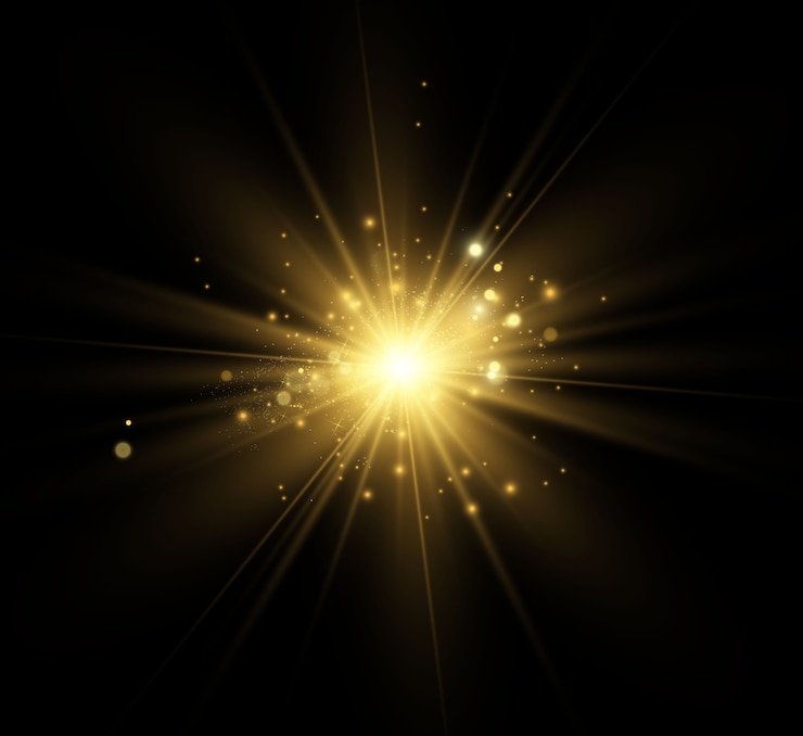 Vector beautiful golden  of a star on a translucent background with gold dust and glitters. a magnificent light base for your design.