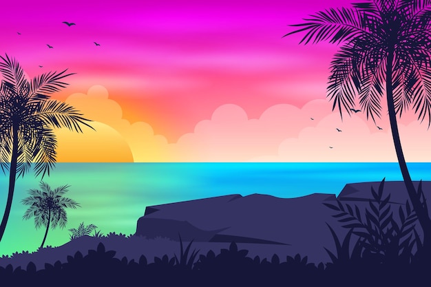 Beautiful gradient beach sunset landscape