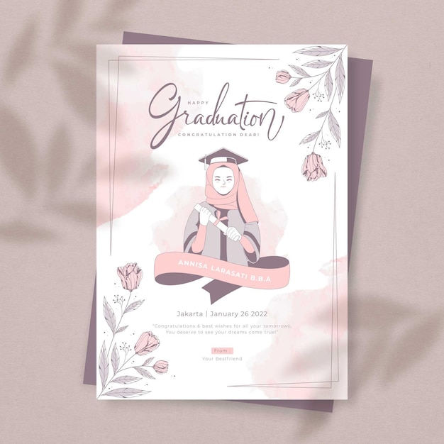 Vector beautiful graduation card gift template