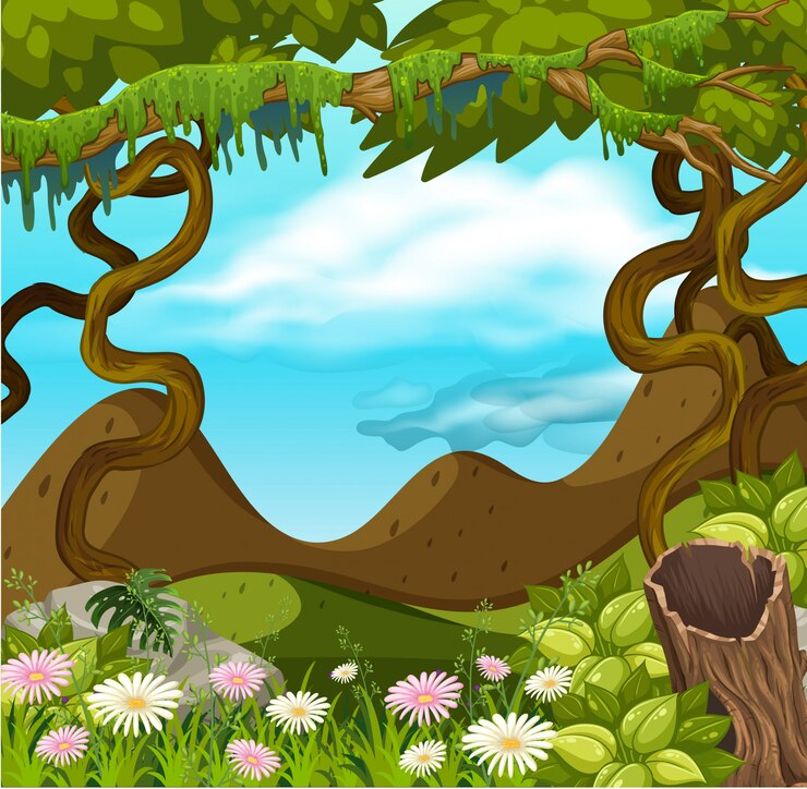 Vector a beautiful green forest scene