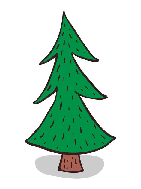 Bellissimo abete verde disegnato a mano. albero di natale isolato su bianco. illustrazione vettoriale eps 8, nessuna trasparenza