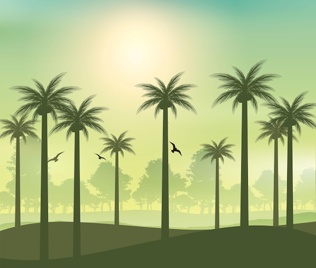 Vector beautiful green landscape background