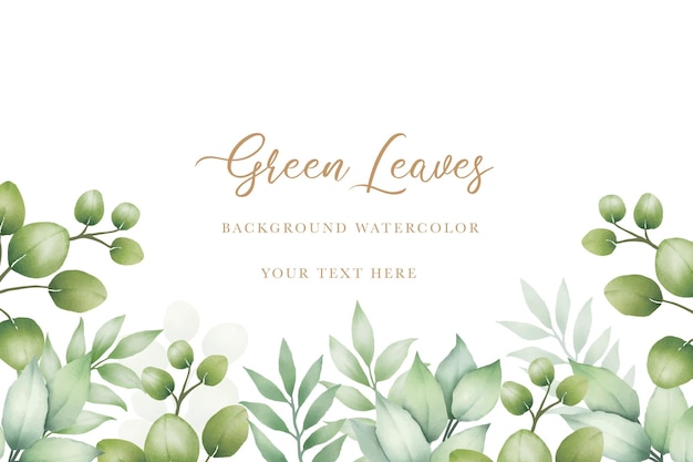 beautiful green leaves background watercolor