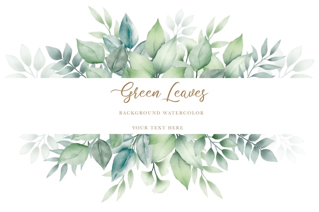 Beautiful green leaves background watercolor