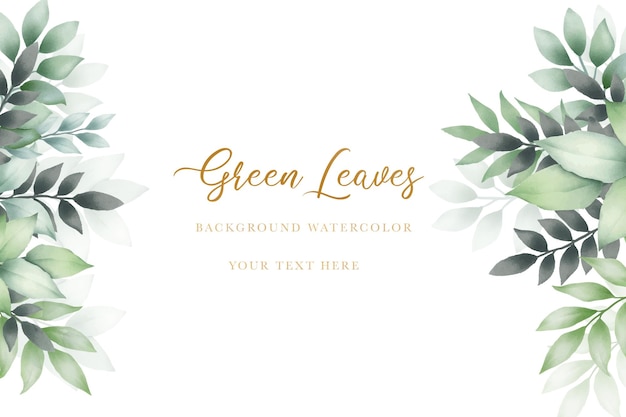 Vector beautiful green leaves background watercolor