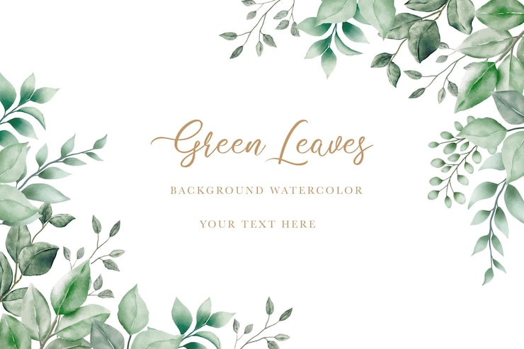Vector beautiful green leaves background watercolor