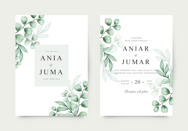 Beautiful green leaves for wedding invitations