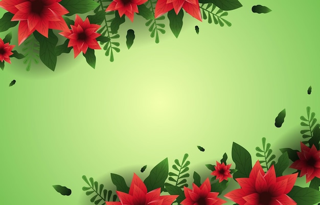 Beautiful Green Poinsettias Flower Blank Space Floral Background