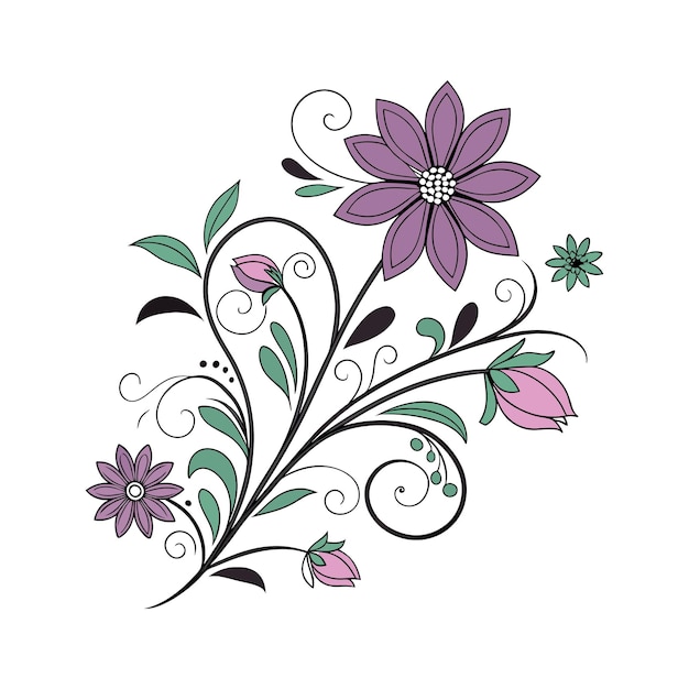 beautiful green and purple floral illustration for decorative arts