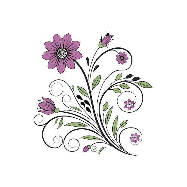 beautiful green and purple floral illustration for decorative arts