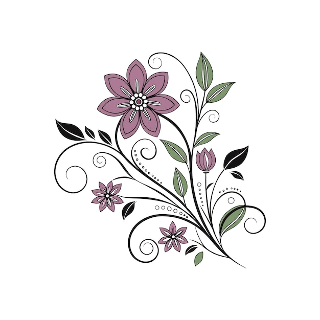 beautiful green and purple floral illustration for decorative arts