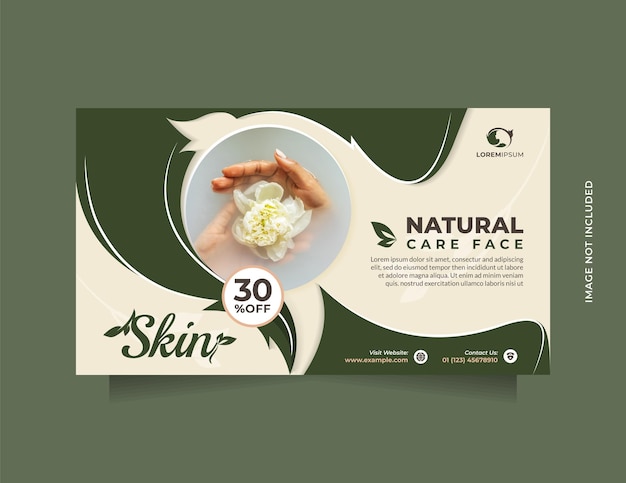 Vector beautiful green social media banner for skin clinic center, cosmetic products, natural products