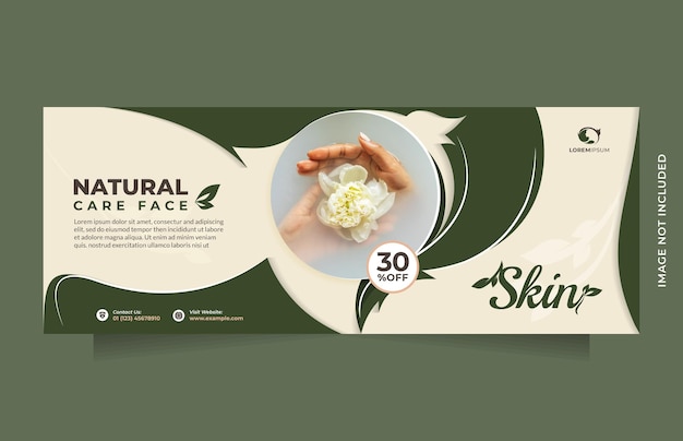 Vector beautiful green social media banner for skin clinic center, medical spa, skin care, beautician, etc