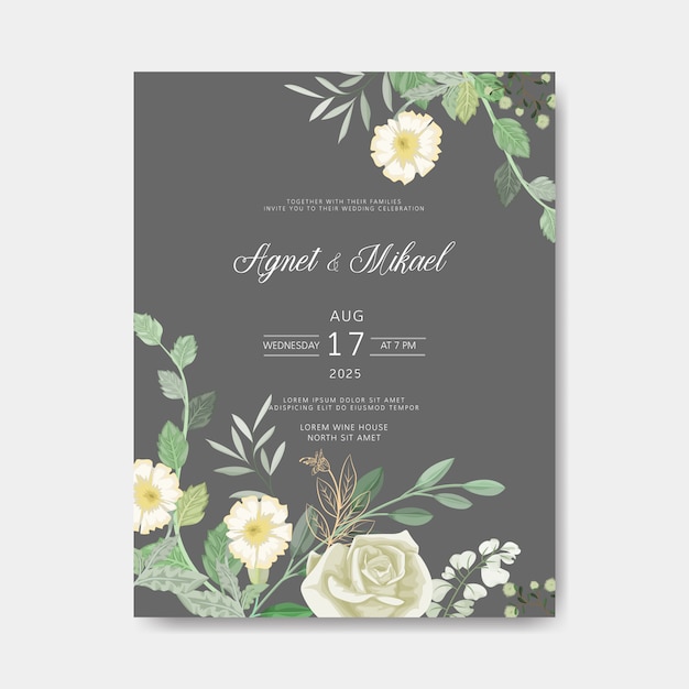 beautiful greenery wedding invitation card