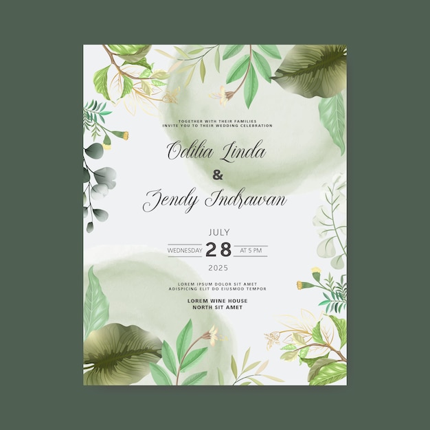 beautiful greenery wedding invitation templates