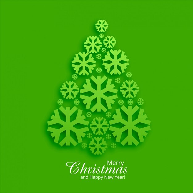 Beautiful greeting card with christmas tree green background
