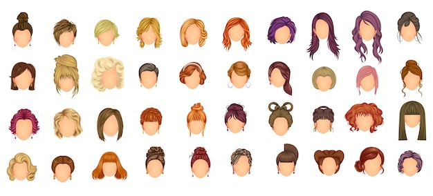 Beautiful hair styles set