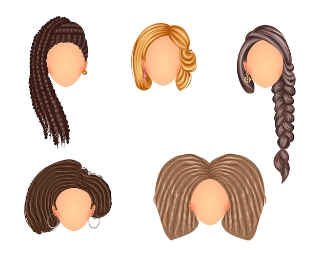 Vector beautiful hair styles set