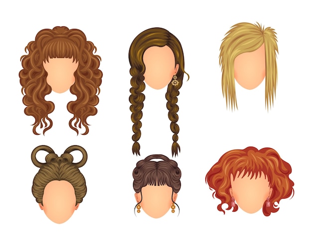 Vector beautiful hair styles set