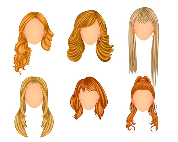 Vector beautiful hair styles set