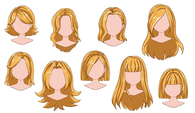 Vector beautiful hairstyle woman collection