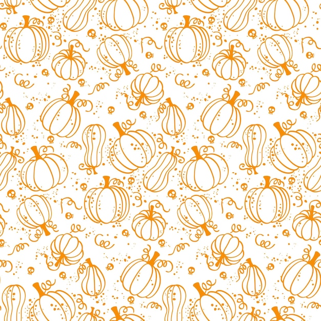 Beautiful halloween pumpkin seamless pattern hand drawn transparent background eps 10