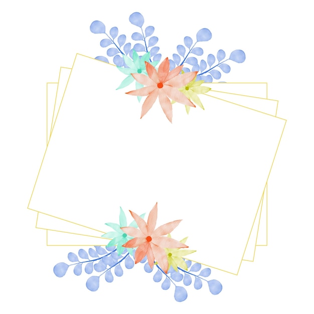 Beautiful hand draw floral wedding card template