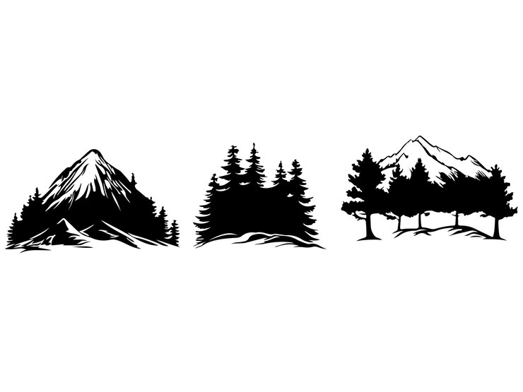 Vector beautiful hand draw landscape tree background