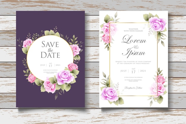 Beautiful Hand Drawing Floral Wedding Invitation Card