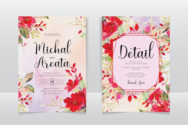 Beautiful hand drawing wedding invitation floral design