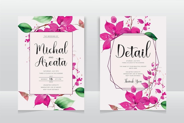 Beautiful hand drawing wedding invitation floral design