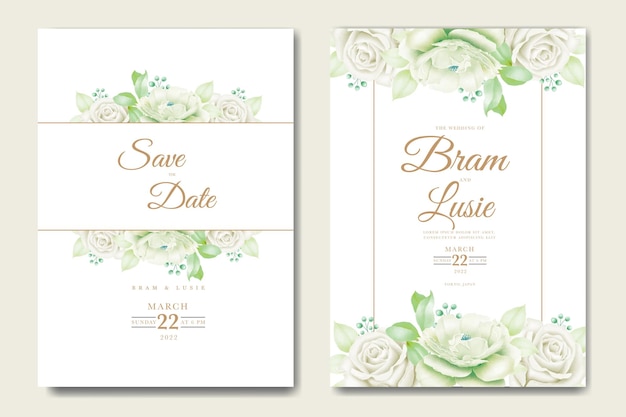 Beautiful hand drawing wedding invitation floral design