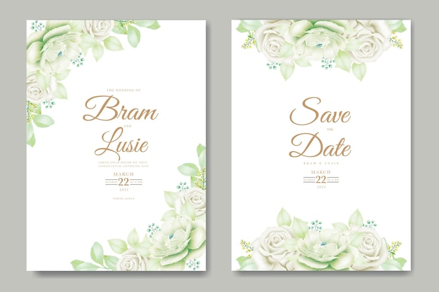 Beautiful hand drawing wedding invitation floral design