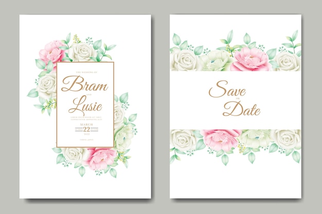 Beautiful Hand Drawing Wedding Invitation Floral Design