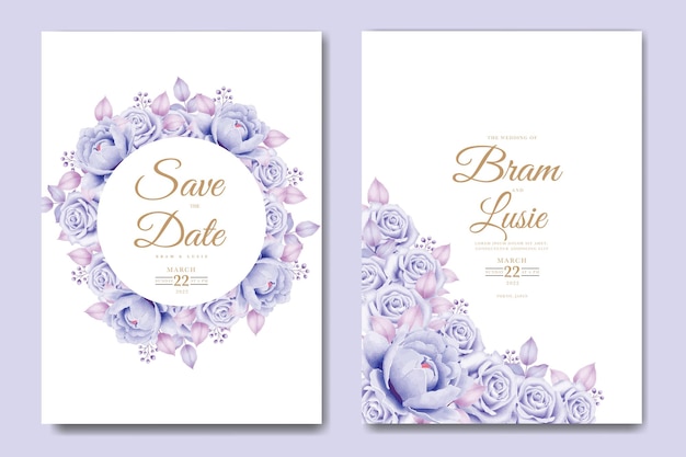 Vector beautiful hand drawing wedding invitation floral design
