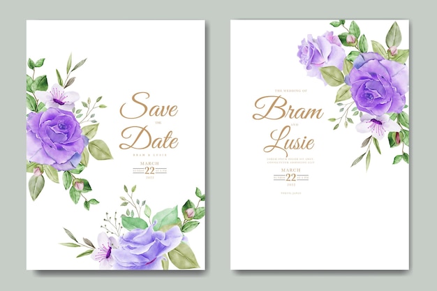 beautiful hand drawing wedding invitation floral design
