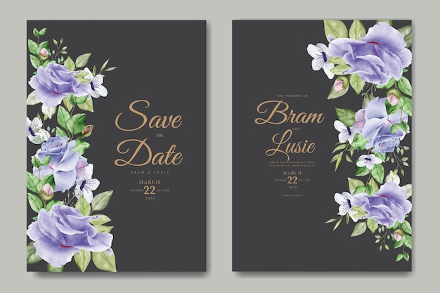 Beautiful hand drawing wedding invitation floral design