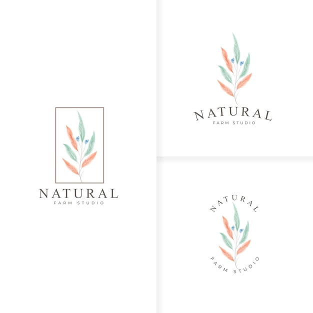 Beautiful hand drawn botanical logo collection