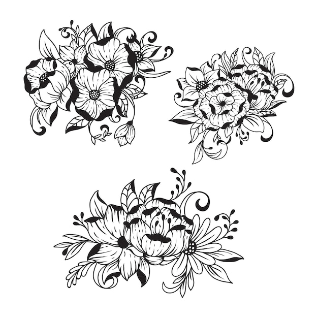 Vector beautiful hand drawn bouquet of flowers