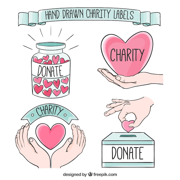 Beautiful hand drawn charity labels 