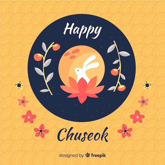 Vector beautiful hand drawn chuseok background