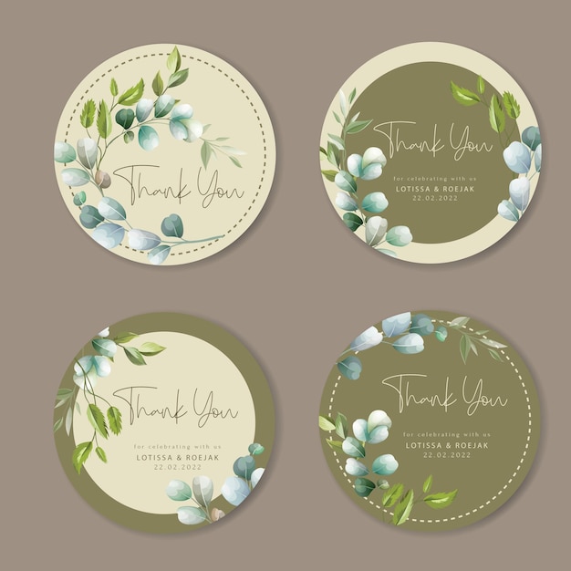 Vector beautiful hand drawn eucalyptus leaves label collection