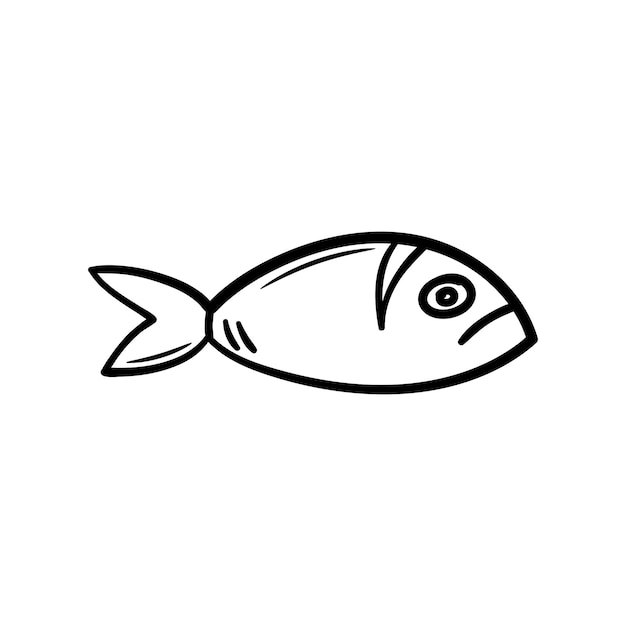 Beautiful hand drawn fashion fish icon Hand drawn black sketch