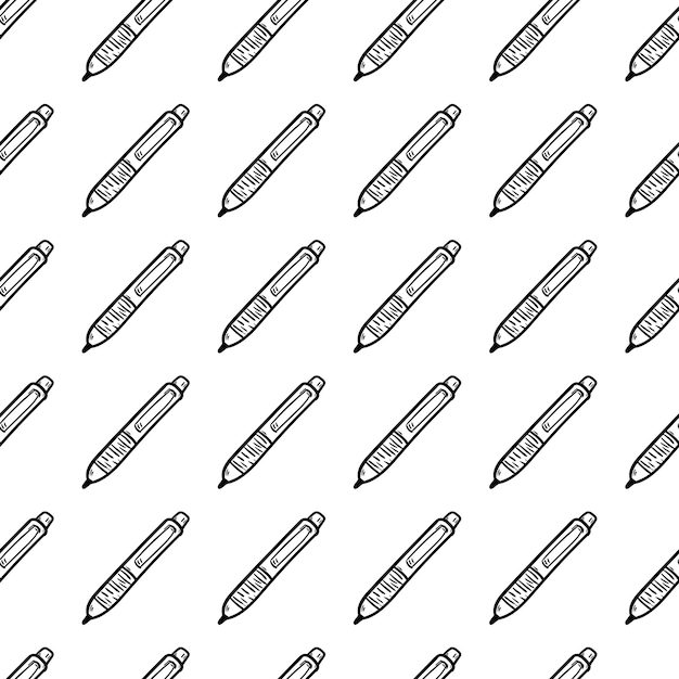 美しい手描きのファッションのシームレスなパターンのペンのアイコン。手描きの黒いスケッチ。サイン/シンボル/落書き。白い背景で隔離。フラットなデザイン。ベクトルイラスト。
