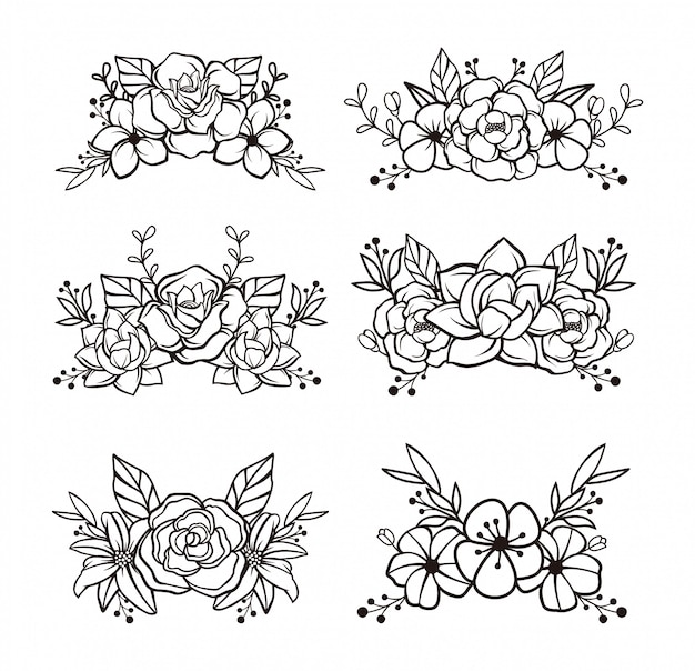 beautiful hand drawn floral template
