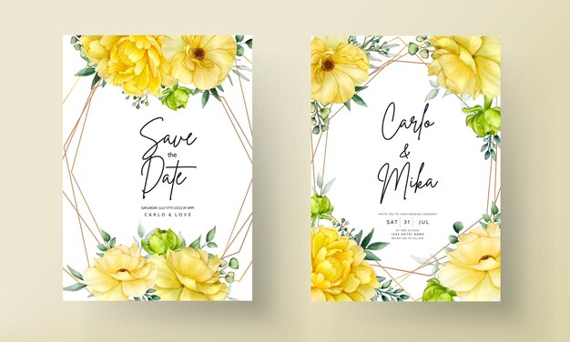 Vector beautiful hand drawn floral watercolor wedding invitation card set