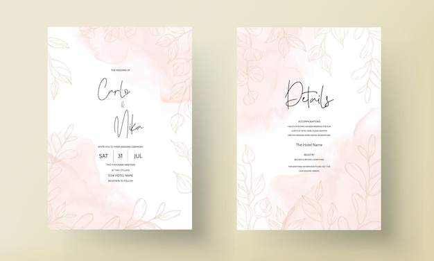 Beautiful hand drawn floral wedding invitation card template