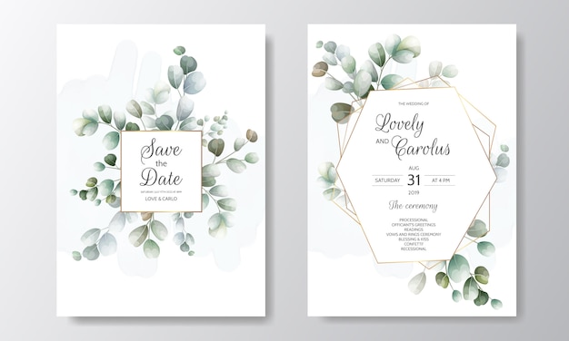 美しい手描きの花の結婚式の招待カード